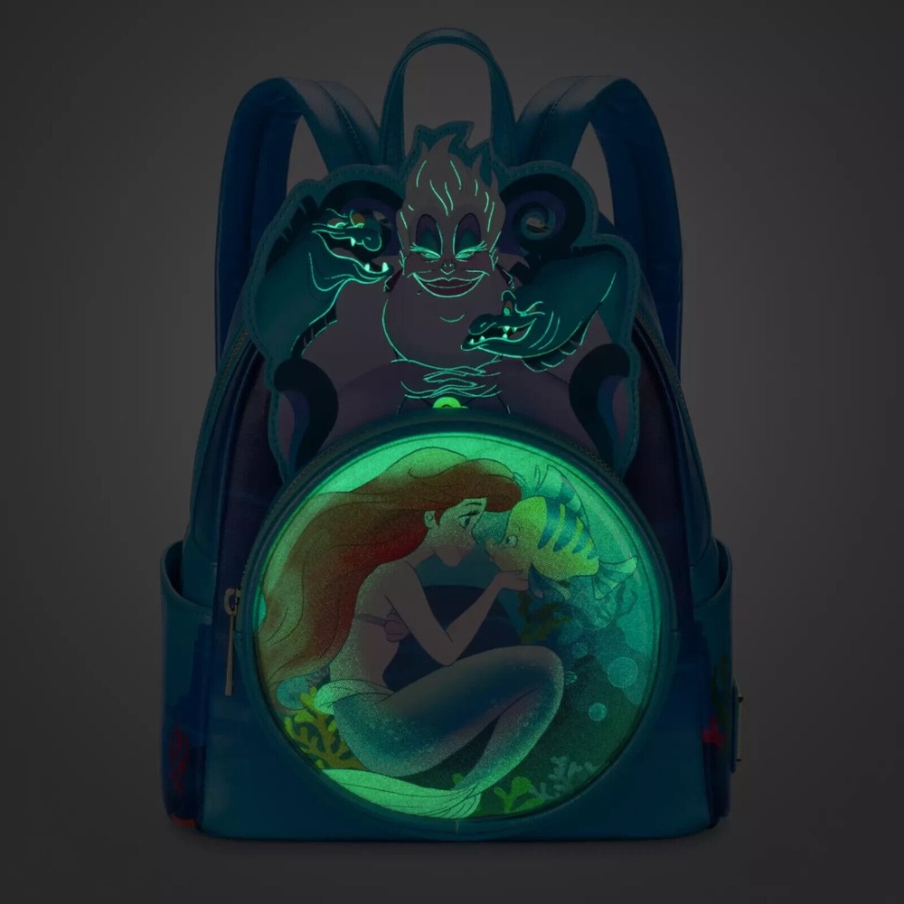 2024 Disney Parks Loungefly Little Mermaid 35th Anniversary Glow Backpack - NEW - Picture 2 of 5